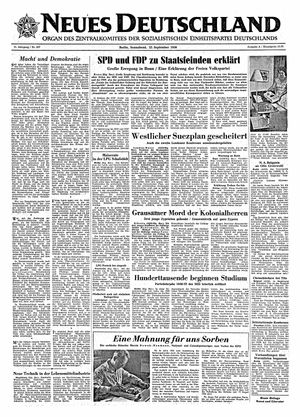 Neues Deutschland Online-Archiv vom 22.09.1956