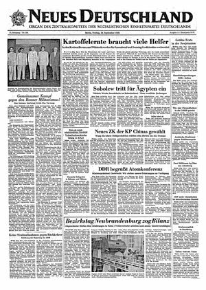 Neues Deutschland Online-Archiv vom 28.09.1956