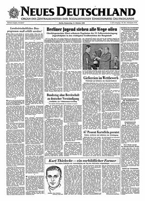 Neues Deutschland Online-Archiv vom 11.10.1956