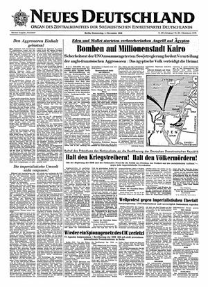Neues Deutschland Online-Archiv vom 01.11.1956