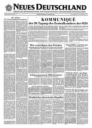 Neues Deutschland Online-Archiv vom 15.11.1956