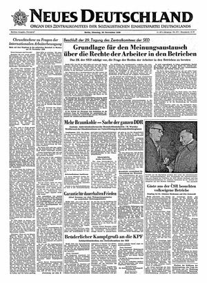 Neues Deutschland Online-Archiv vom 20.11.1956