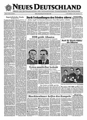 Neues Deutschland Online-Archiv vom 29.11.1956