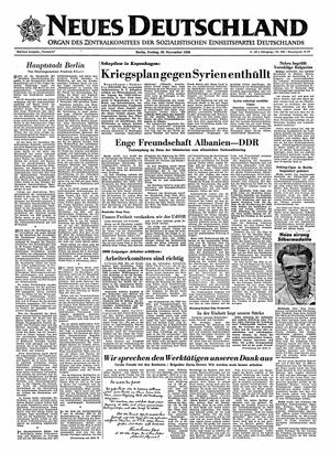 Neues Deutschland Online-Archiv vom 30.11.1956