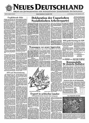 Neues Deutschland Online-Archiv vom 08.12.1956