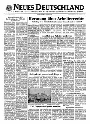 Neues Deutschland Online-Archiv vom 09.12.1956
