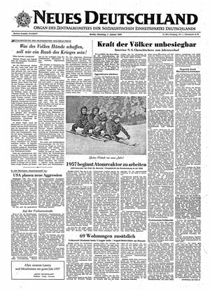 Neues Deutschland Online-Archiv vom 01.01.1957