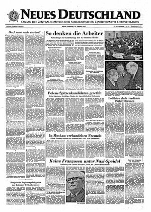 Neues Deutschland Online-Archiv vom 22.01.1957