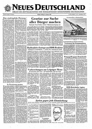 Neues Deutschland Online-Archiv vom 25.01.1957