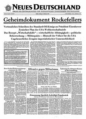 Neues Deutschland Online-Archiv vom 15.02.1957