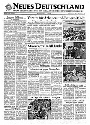 Neues Deutschland Online-Archiv vom 06.04.1957