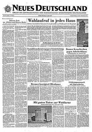 Neues Deutschland Online-Archiv vom 09.04.1957
