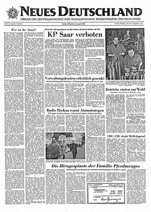Neues Deutschland Online-Archiv vom 10.04.1957