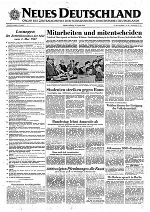 Neues Deutschland Online-Archiv vom 12.04.1957
