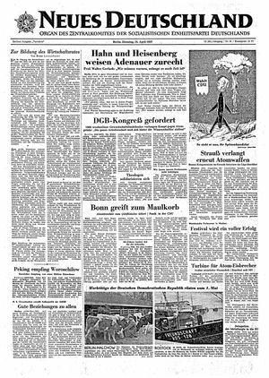 Neues Deutschland Online-Archiv on Apr 16, 1957