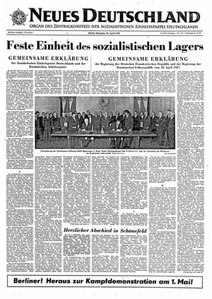 Neues Deutschland Online-Archiv vom 30.04.1957