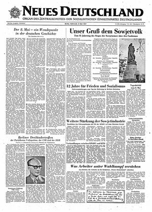 Neues Deutschland Online-Archiv vom 08.05.1957
