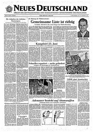 Neues Deutschland Online-Archiv vom 15.05.1957