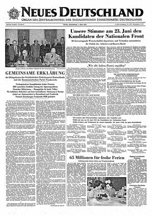 Neues Deutschland Online-Archiv vom 01.06.1957