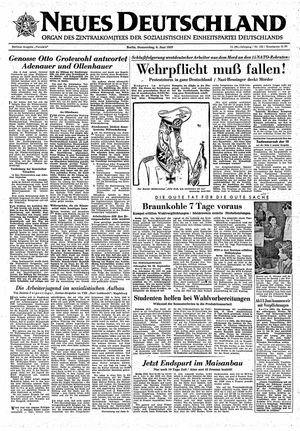 Neues Deutschland Online-Archiv vom 06.06.1957