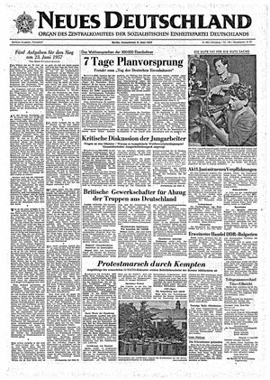 Neues Deutschland Online-Archiv vom 08.06.1957