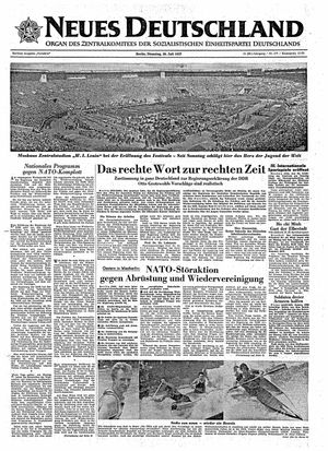 Neues Deutschland Online-Archiv vom 30.07.1957
