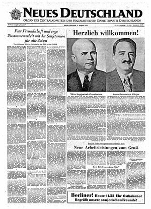 Neues Deutschland Online-Archiv vom 07.08.1957