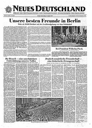 Neues Deutschland Online-Archiv vom 08.08.1957