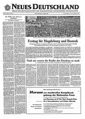 Neues Deutschland Online-Archiv vom 11.08.1957