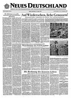 Neues Deutschland Online-Archiv vom 15.08.1957