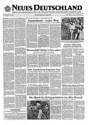 Neues Deutschland Online-Archiv vom 22.08.1957