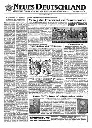 Neues Deutschland Online-Archiv vom 23.08.1957