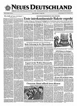 Neues Deutschland Online-Archiv on Aug 27, 1957