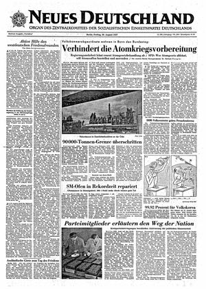Neues Deutschland Online-Archiv vom 30.08.1957