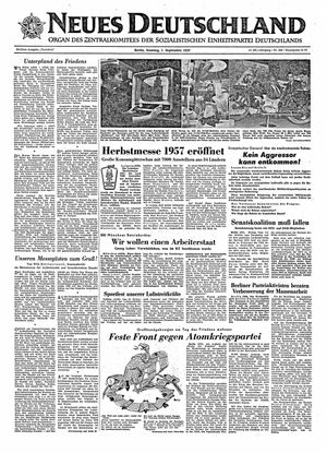 Neues Deutschland Online-Archiv on Sep 1, 1957