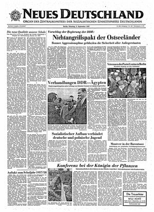 Neues Deutschland Online-Archiv vom 03.09.1957