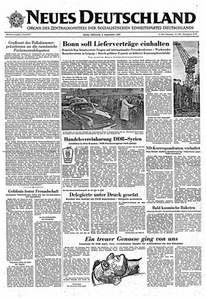 Neues Deutschland Online-Archiv vom 04.09.1957