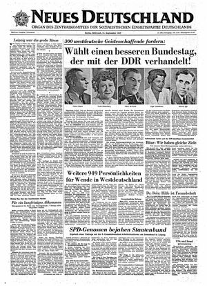 Neues Deutschland Online-Archiv vom 11.09.1957