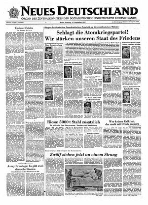 Neues Deutschland Online-Archiv vom 15.09.1957