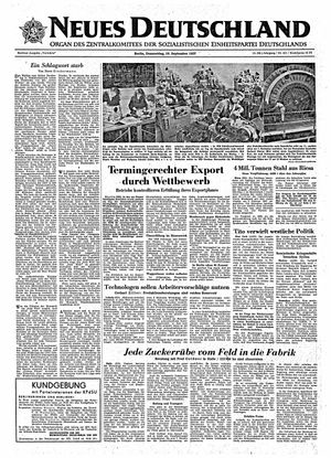 Neues Deutschland Online-Archiv vom 19.09.1957