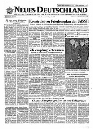 Neues Deutschland Online-Archiv vom 21.09.1957