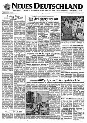 Neues Deutschland Online-Archiv vom 01.10.1957