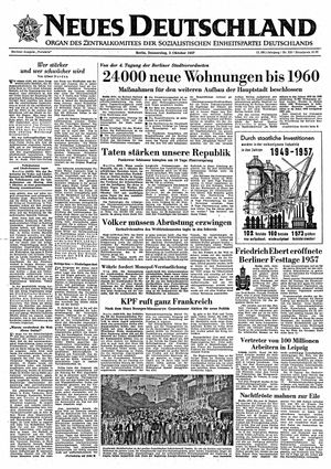 Neues Deutschland Online-Archiv vom 03.10.1957