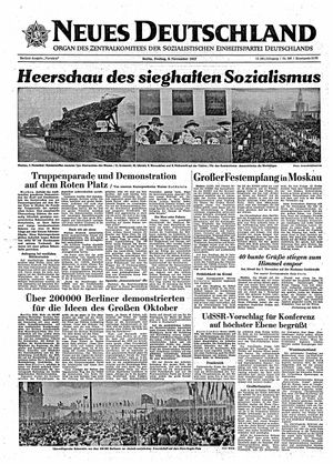 Neues Deutschland Online-Archiv vom 08.11.1957