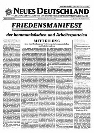 Neues Deutschland Online-Archiv vom 23.11.1957