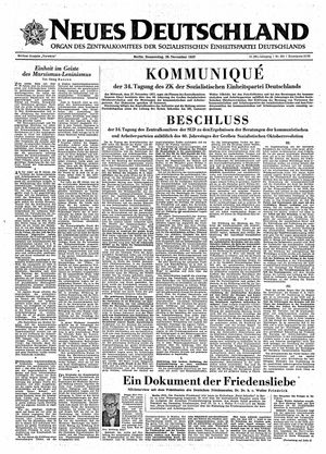 Neues Deutschland Online-Archiv vom 28.11.1957