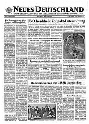 Neues Deutschland Online-Archiv vom 29.11.1957