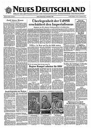 Neues Deutschland Online-Archiv vom 05.12.1957