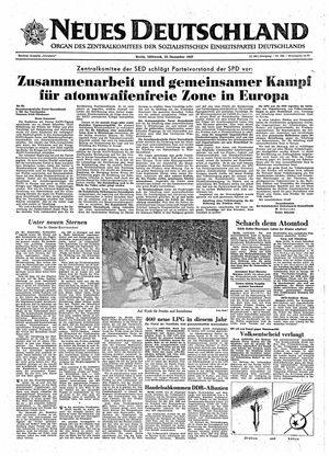 Neues Deutschland Online-Archiv vom 25.12.1957