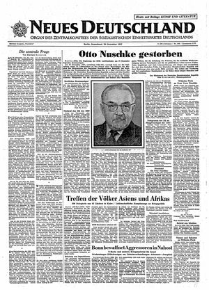 Neues Deutschland Online-Archiv vom 28.12.1957